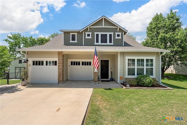 4130 Cripple Creek Dr, Temple, TX 76502 - craftsman inspired home featuring a shingled roof, concrete driveway, a garage, and stone siding