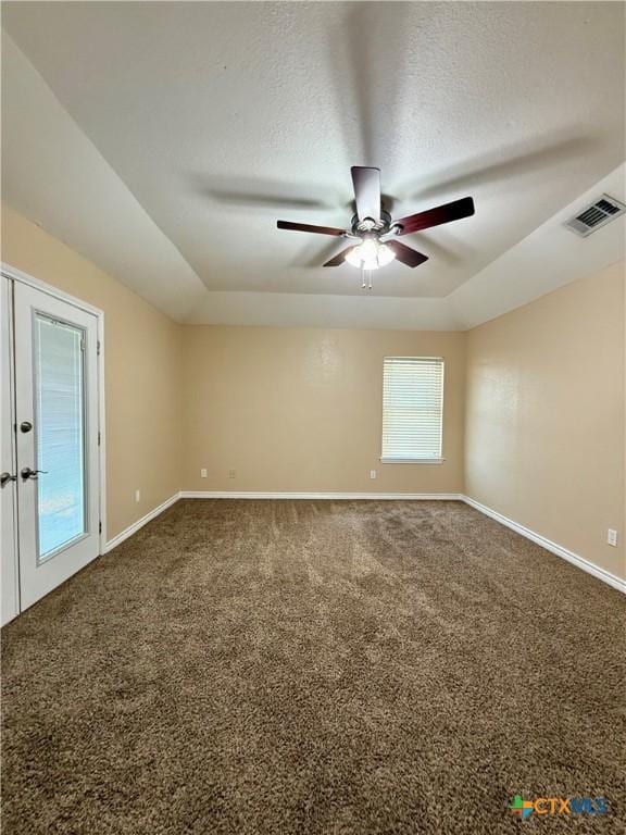 3002 Lois Cir, Copperas Cove, TX 76522 - carpeted spare room with a ceiling fan and a tray ceiling
