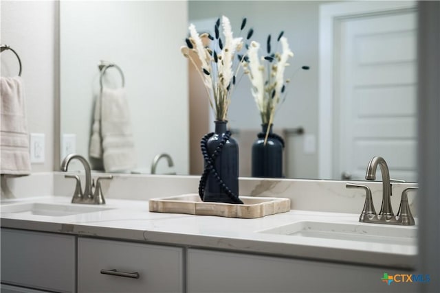 interior details featuring double vanity and a sink