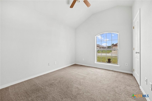 1212 Trailboss Dr, Killeen, TX 76549 - carpeted empty room with lofted ceiling and a ceiling fan
