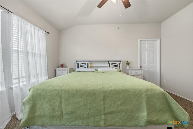 8919 Cantera Ridge Rd, Temple, TX 76502 - bedroom featuring lofted ceiling, carpet flooring, and a ceiling fan