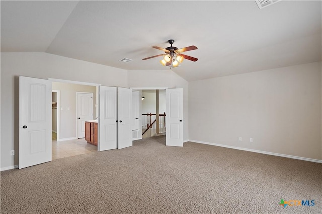 3903 Scenic Trail Dr, Harker Heights, TX 76548 - unfurnished bedroom featuring lofted ceiling, light colored carpet, baseboards, and ceiling fan
