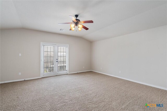 3903 Scenic Trail Dr, Harker Heights, TX 76548 - carpeted empty room featuring lofted ceiling, a ceiling fan, and baseboards