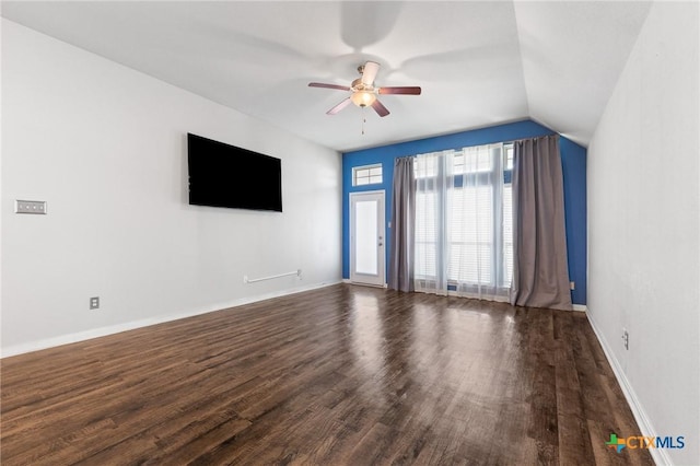 865 Stockdale Rd, Copperas Cove, TX 76522 - unfurnished living room with ceiling fan, wood finished floors, and lofted ceiling