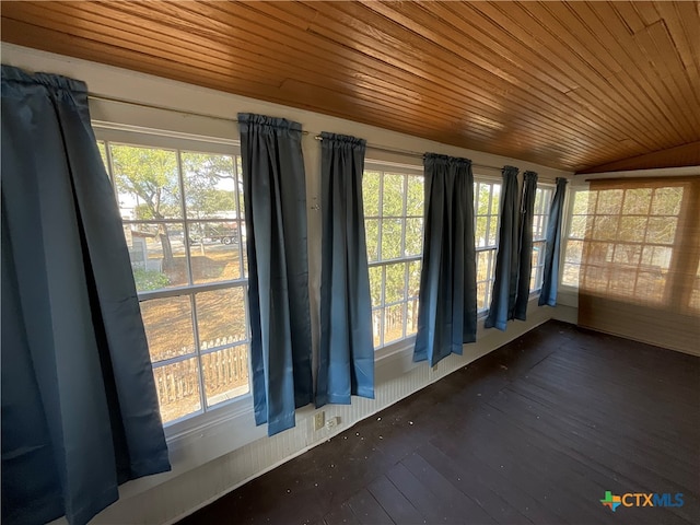 interior space with plenty of natural light, lofted ceiling, and wood ceiling