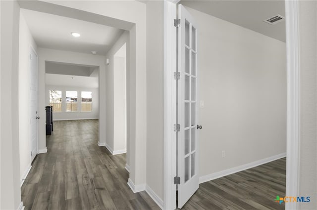 hall featuring dark hardwood / wood-style floors