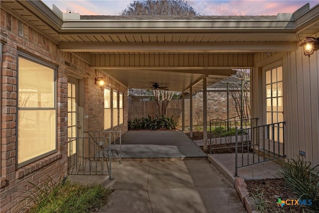 view of patio / terrace with ceiling fan