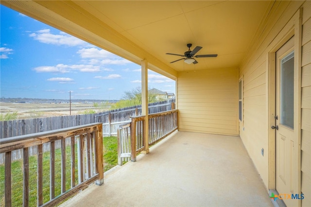 balcony with ceiling fan