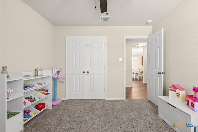 2520 Cortona St, Harker Heights, TX 76548 - game room with a ceiling fan and carpet floors