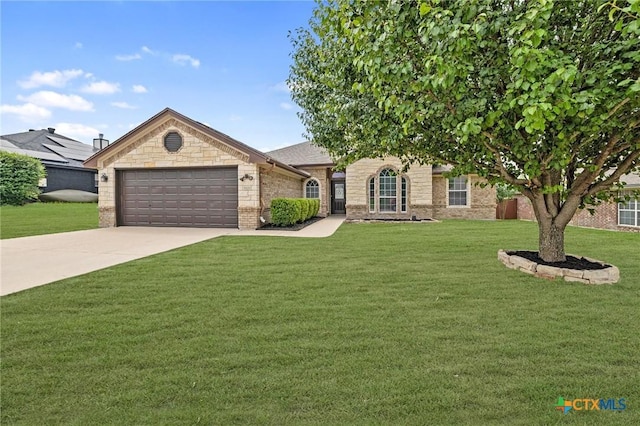 5620 Drystone Ln, Killeen, TX 76542 - view of front facade featuring a garage, a front lawn, concrete driveway, and brick siding