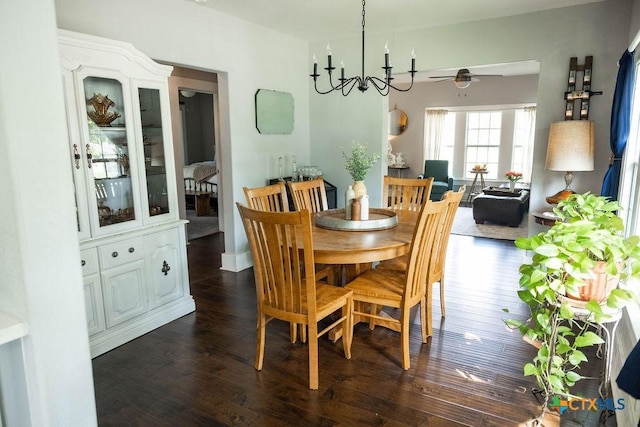 403 E 13th St, Shiner, TX 77984 - dining area with a ceiling fan and dark wood finished floors