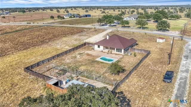 aerial view featuring a rural view