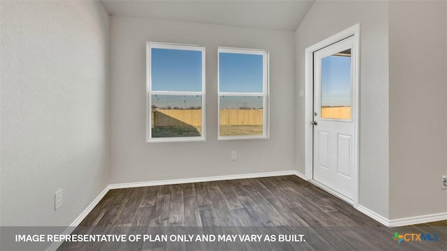 816 Indian Way, Seguin, TX 78155 - empty room with dark wood-type flooring, baseboards, and lofted ceiling