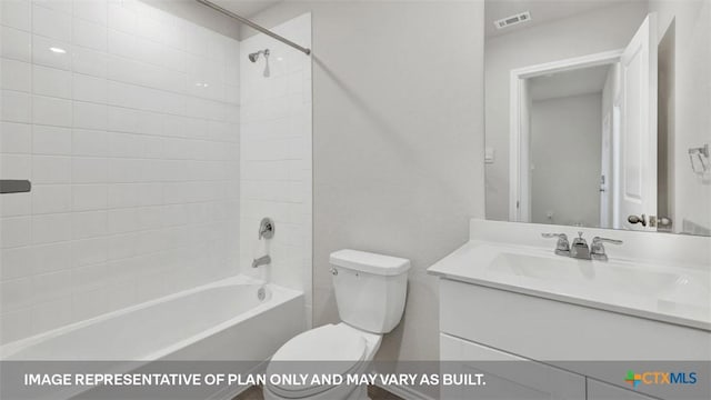 816 Indian Way, Seguin, TX 78155 - bathroom featuring toilet, vanity, and washtub / shower combination