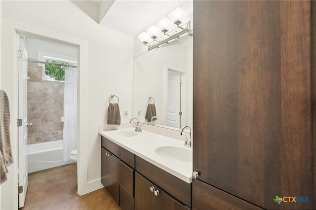 5401 Joe Sayers Ave Unit B, Austin, TX 78756 - full bathroom with toilet, shower / tub combo, double vanity, and a sink