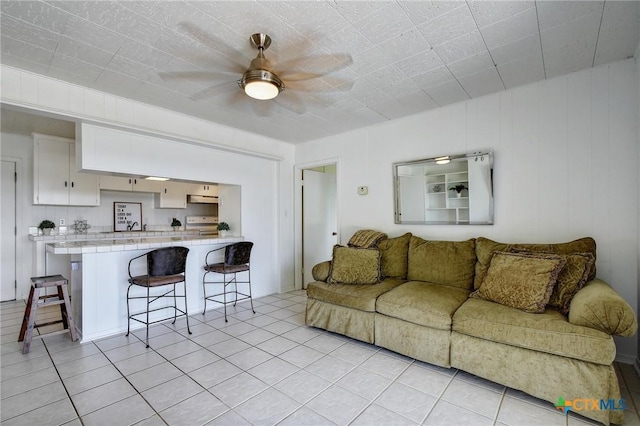 284 Lake Frst, Canyon Lake, TX 78133 - living room with ceiling fan and light tile patterned flooring