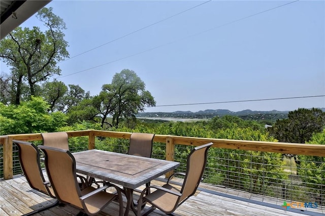 284 Lake Frst, Canyon Lake, TX 78133 - deck featuring outdoor dining space and a mountain view
