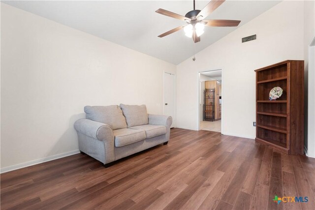 502 Geri Dr, Copperas Cove, TX 76522 - living room with a ceiling fan, wood finished floors, and high vaulted ceiling
