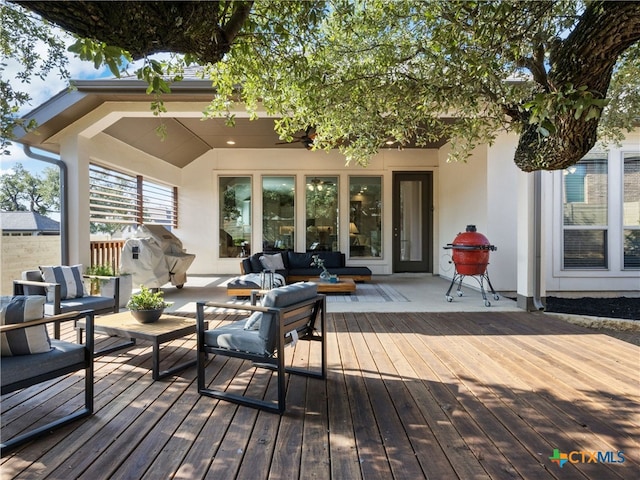 deck with outdoor lounge area