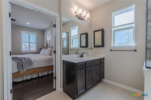 bathroom featuring vanity and wood-type flooring