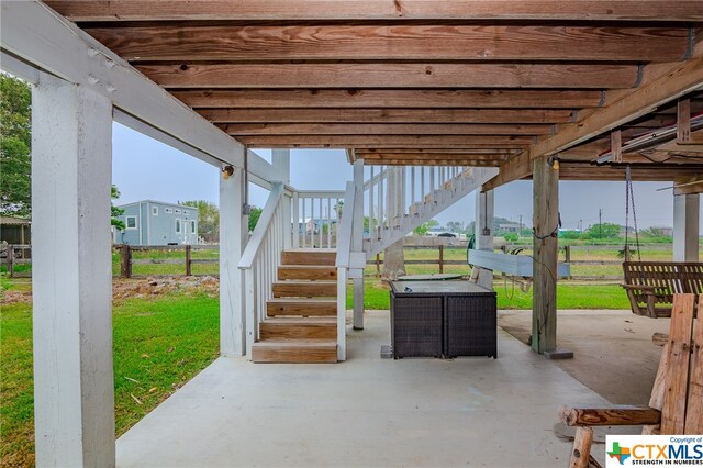 view of patio / terrace with stairway