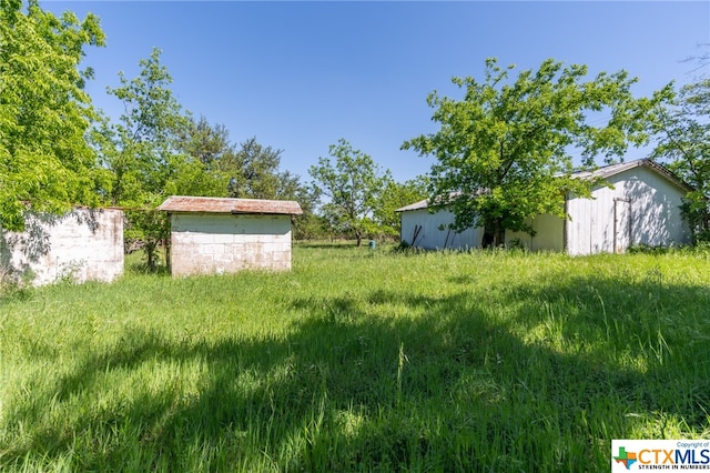 view of yard featuring an outdoor structure