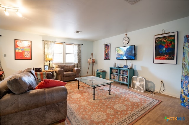 living room featuring hardwood / wood-style flooring