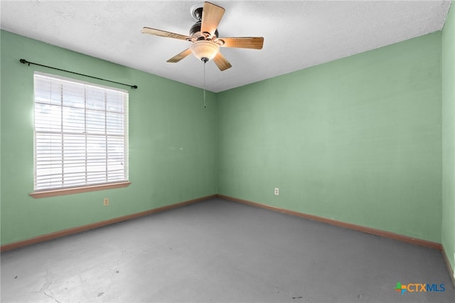 405 Carothers St, Copperas Cove, TX 76522 - empty room featuring ceiling fan, concrete flooring, and a textured ceiling