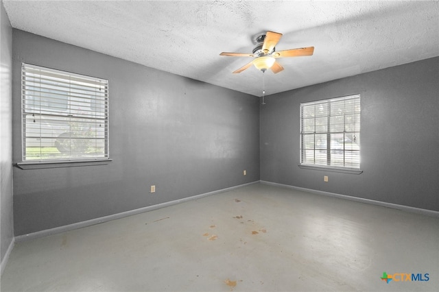 405 Carothers St, Copperas Cove, TX 76522 - spare room featuring concrete floors, ceiling fan, and a textured ceiling