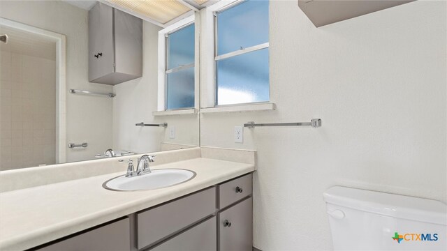 bathroom featuring vanity and toilet