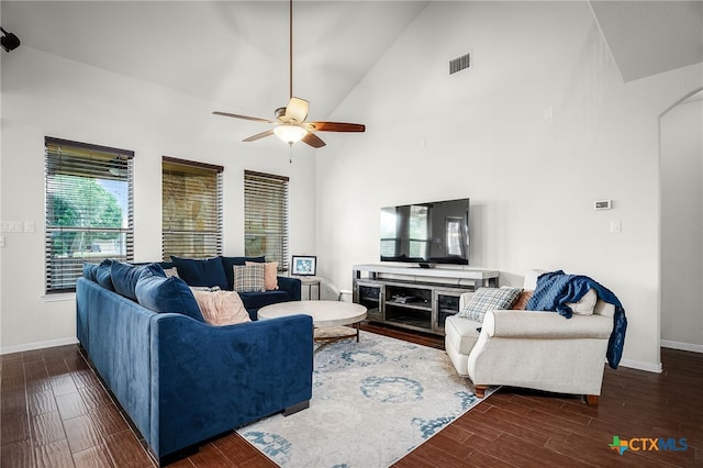 2051 Western Pecan, New Braunfels, TX 78130 - living room with wood finished floors, ceiling fan, visible vents, and baseboards