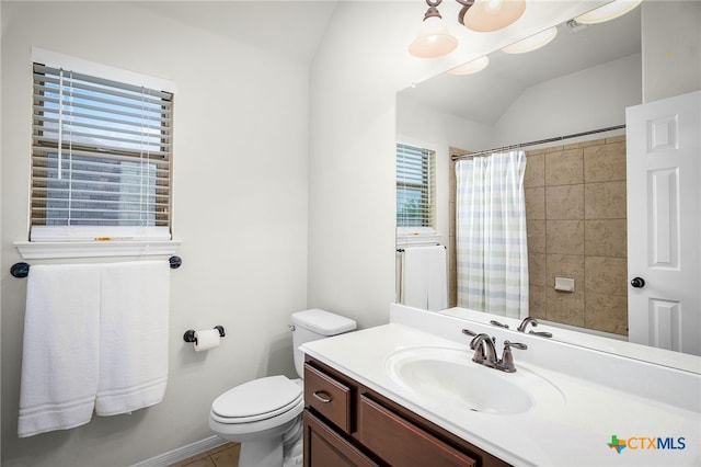 2051 Western Pecan, New Braunfels, TX 78130 - bathroom featuring a healthy amount of sunlight, toilet, a shower with curtain, and vanity