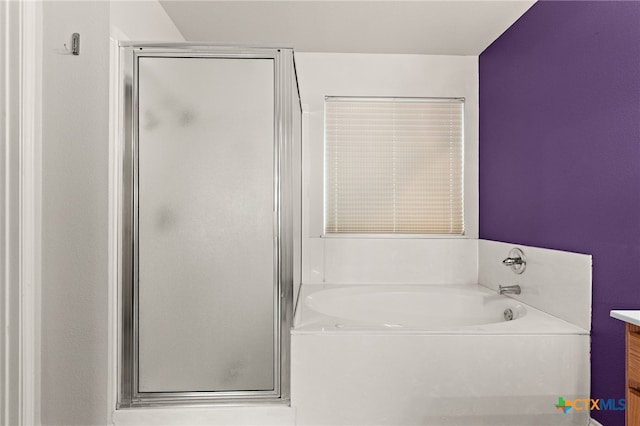 1505 Line Dance Ct, Killeen, TX 76542 - full bathroom featuring a stall shower, vanity, and a bath
