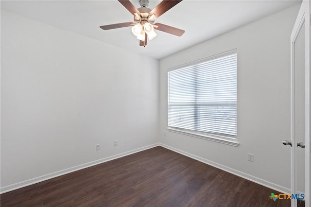 606 Killam Dr, Temple, TX 76502 - empty room with baseboards, dark wood-type flooring, and ceiling fan