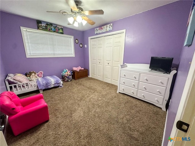 111 Kenilworth Glen St, Victoria, TX 77904 - carpeted bedroom featuring a closet and a ceiling fan