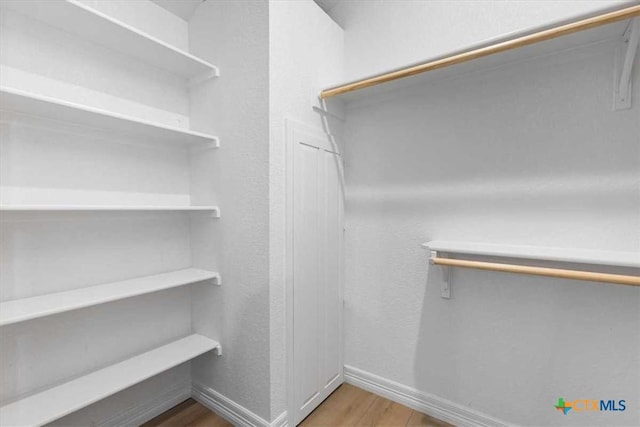 spacious closet with wood finished floors