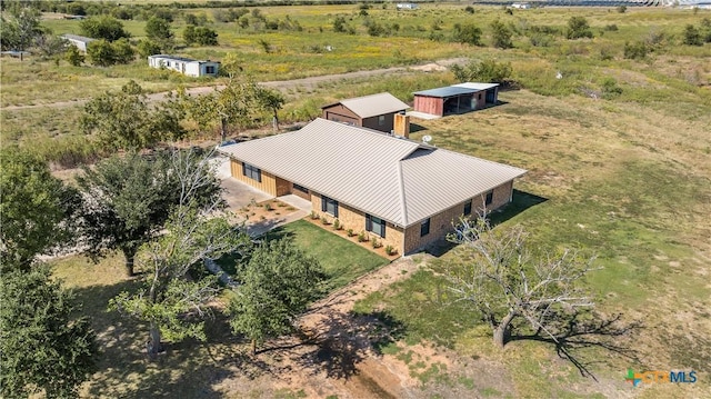 drone / aerial view featuring a rural view