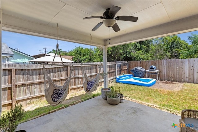 view of patio / terrace with ceiling fan