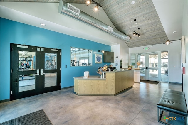 reception with french doors and visible vents