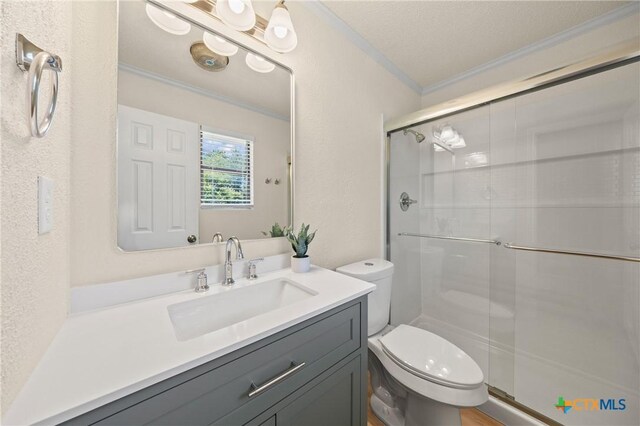 116 Spur Dr, Copperas Cove, TX 76522 - full bath featuring ornamental molding, a shower stall, and vanity