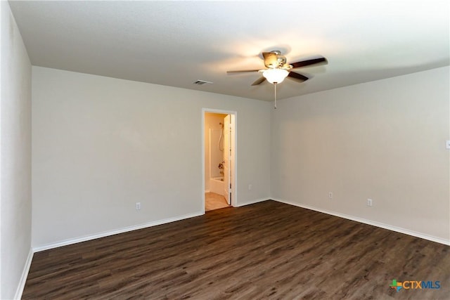 1321 Cozy Creek Dr, Temple, TX 76502 - spare room with dark wood-type flooring and ceiling fan
