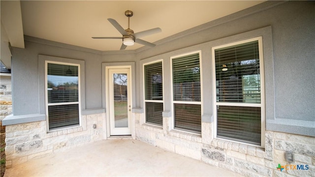 view of patio / terrace with ceiling fan