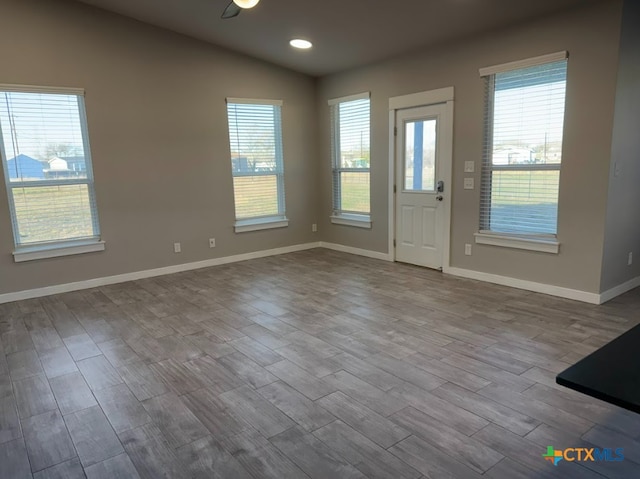 foyer with lofted ceiling