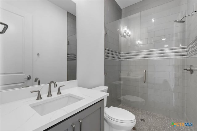 105 Gillespie Ct, Horseshoe Bay, TX 78657 - full bathroom with toilet, a shower stall, and vanity