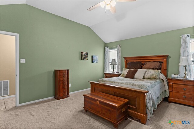 1712 Indian Camp Trl, Copperas Cove, TX 76522 - bedroom with vaulted ceiling, carpet floors, and ceiling fan