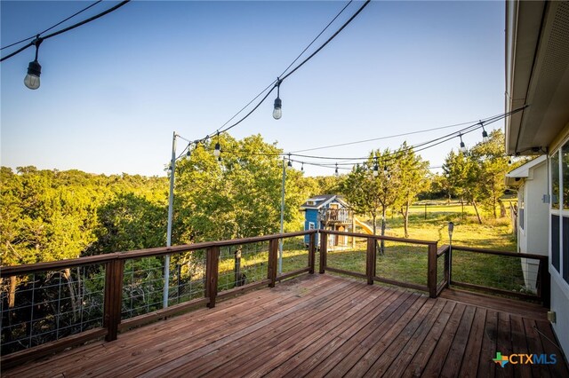 1882 Rush Crk, Canyon Lake, TX 78133 - wooden terrace with an outdoor structure