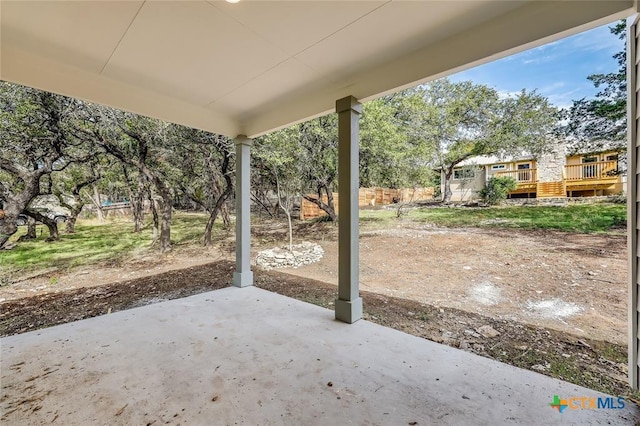 view of patio / terrace featuring a wooden deck