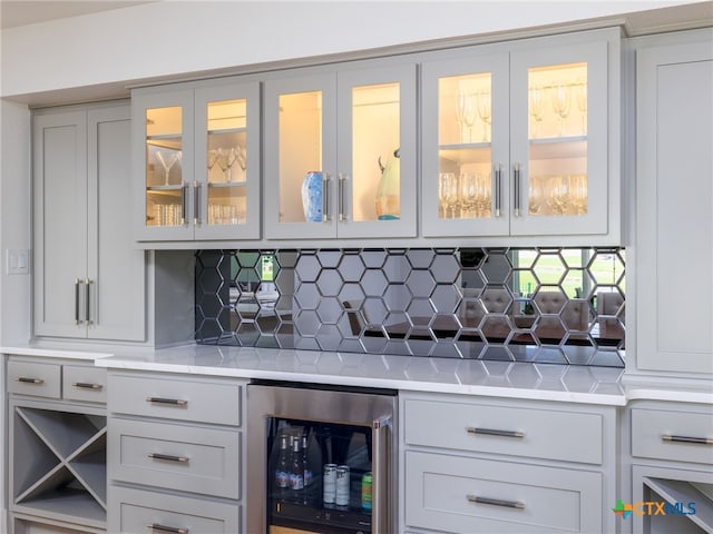 3415 Chisholm Trl, Salado, TX 76571 - bar with beverage cooler and tasteful backsplash