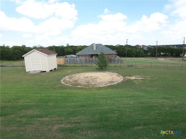 view of yard with a shed