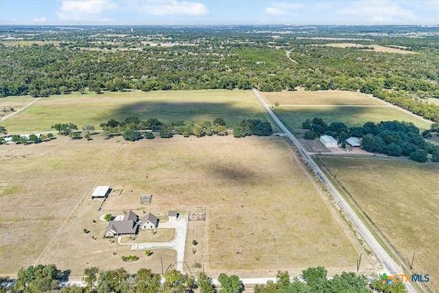 aerial view featuring a rural view